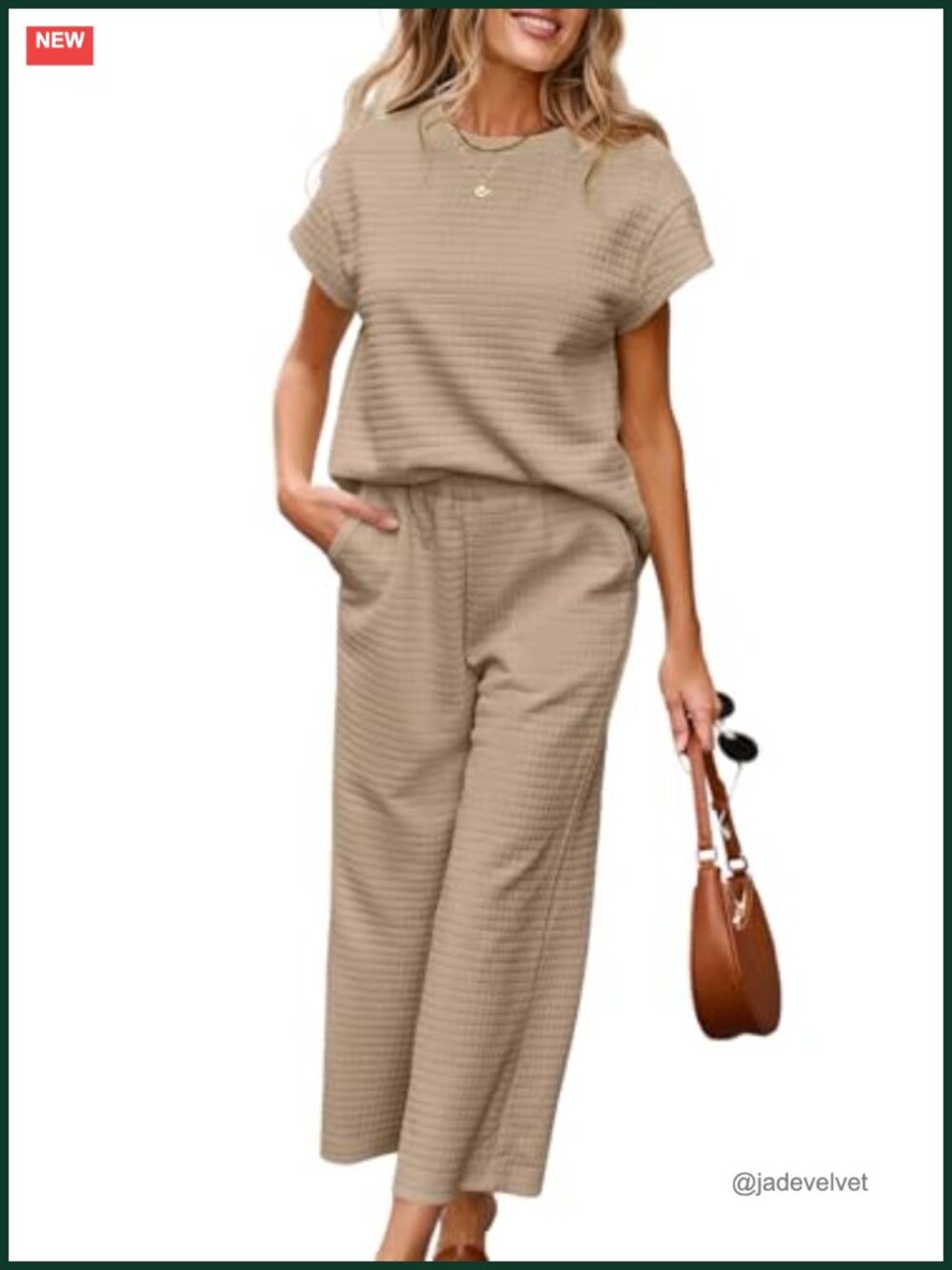 Women's Two Piece Sweatsuit Set Waffle Knit Lounge Set Wide Leg Sweatpants
